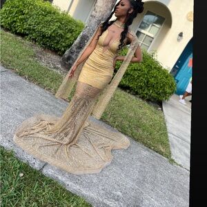 Elegant Gold Evening Gown